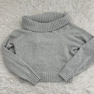 Hollister Comfy Cloud Fold-over Off-Shoulder Sweater-Gray